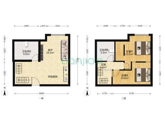 方恒偶寓 2室1厅2卫 57平方