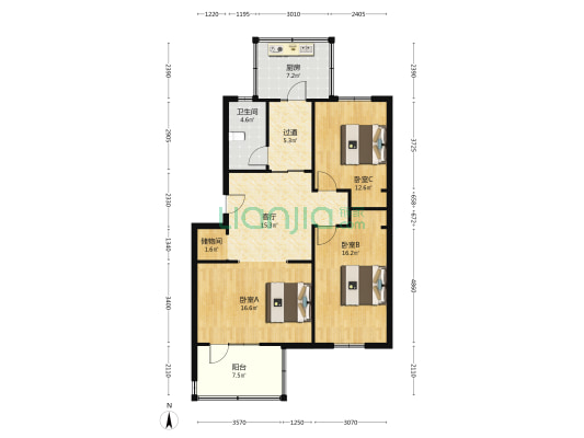 国泰街38号 3室1厅1卫 95平方