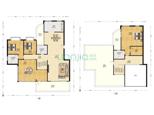 板式结构， 一梯两户，看中庭，住家装修 拎包入住-户型图