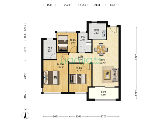 徽创佳兆业未来城一期 3室1厅2卫 89平方