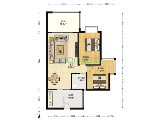 美翠佳园 2室1厅1卫 89平方