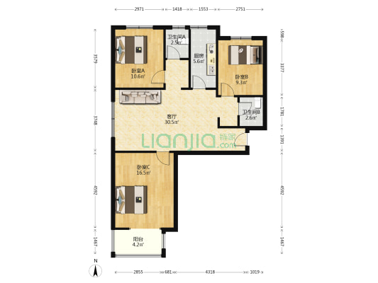 满五唯一，温莎假日别墅里的观景高层，精装修未住过-户型图