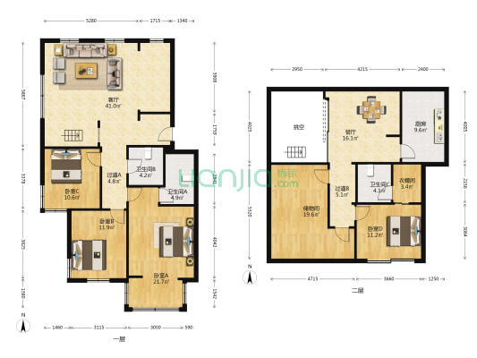 名门花园 4室2厅3卫 181平方