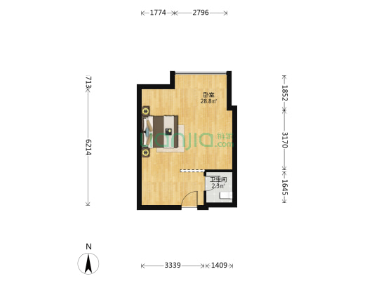 鲁尔大厦 1室0厅1卫 49平方