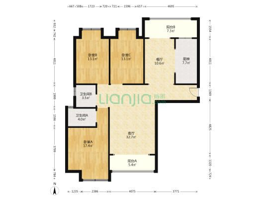 五矿学府嘉园 3室2厅2卫 145平方