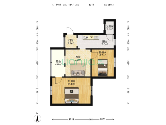 步云巷 2室1厅1卫 56平方