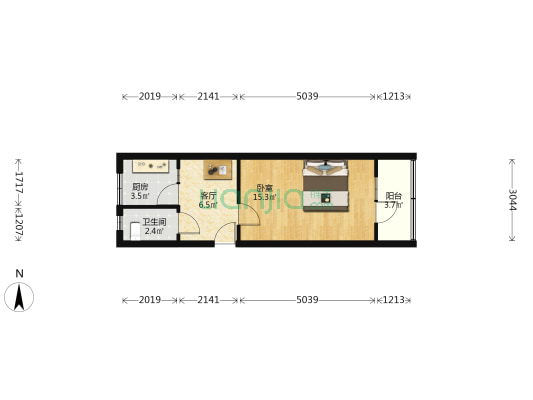 爱慕里 1室1厅1卫 41平方