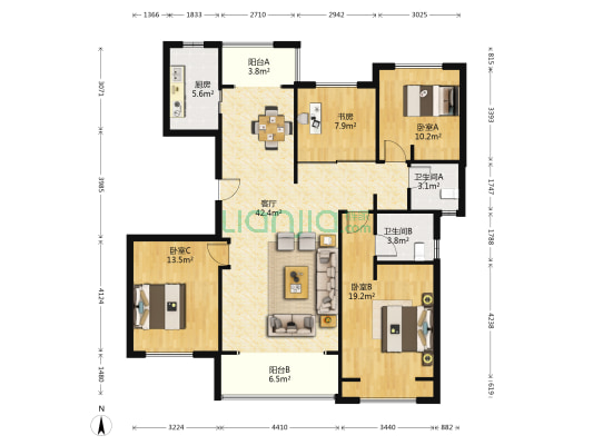 永威书香庭 4室1厅2卫 141平方
