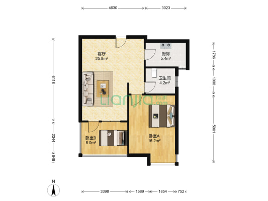 瑞禾明庭 2室1厅1卫 70平方