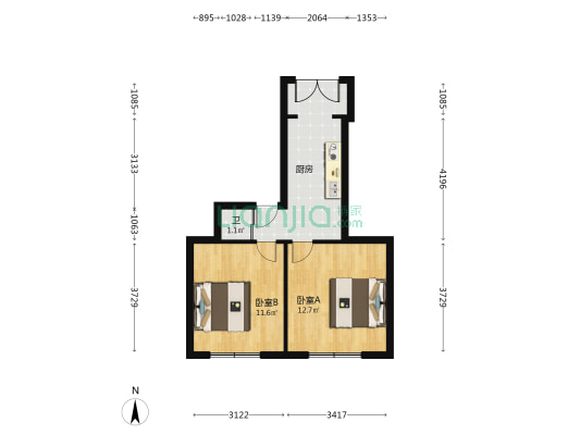 东新建 2室0厅1卫 47平方