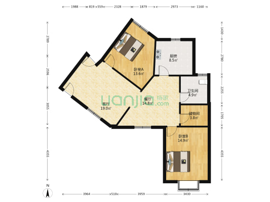 康乐花园 2室2厅1卫 97平方