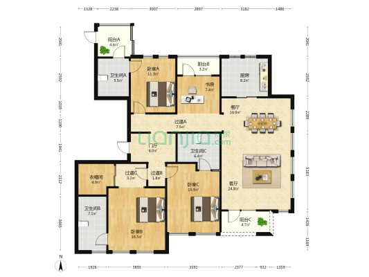 康桥名城 4室2厅3卫 187平方