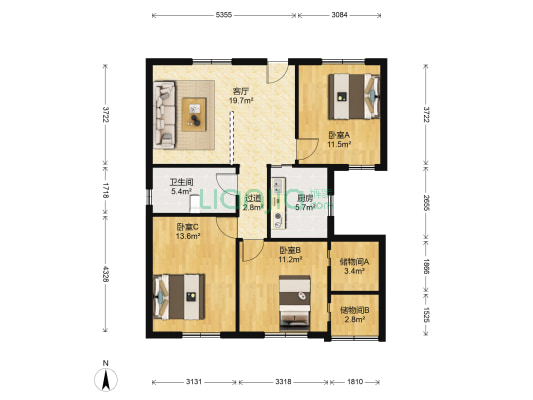 经贸大楼 3室1厅1卫 95平方
