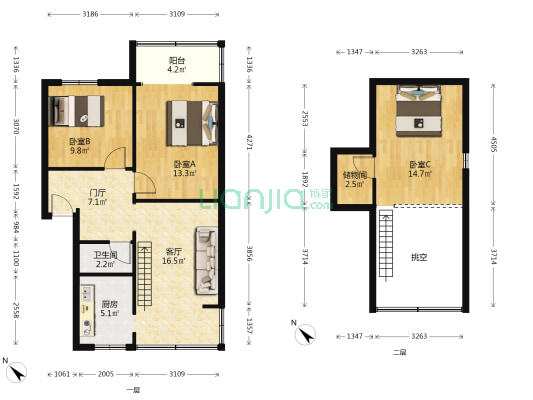 走马街34号 3室1厅1卫 66平方