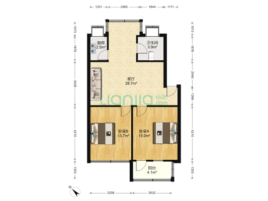 建安小区(春园路) 2室1厅1卫 80平方