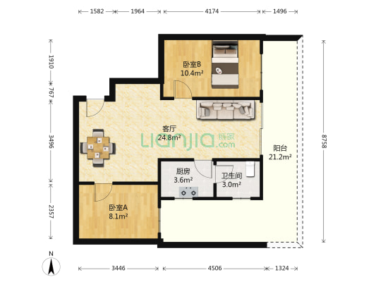 怡心苑 2室1厅1卫 64平方