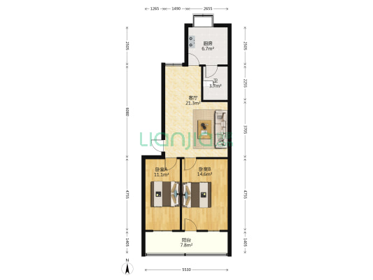 名塘后路9号 2室1厅1卫 77平方