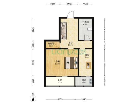 金刚堰路50号 1室2厅1卫 63平方