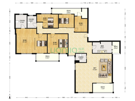 卓锦城一期 5室1厅3卫 231平方