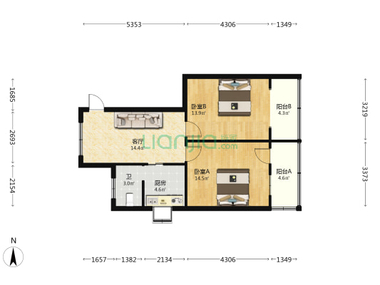 寒溪塘小区 2室1厅1卫 72平方