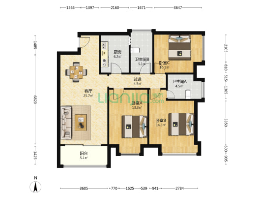 玖玥 3室1厅2卫 115平方