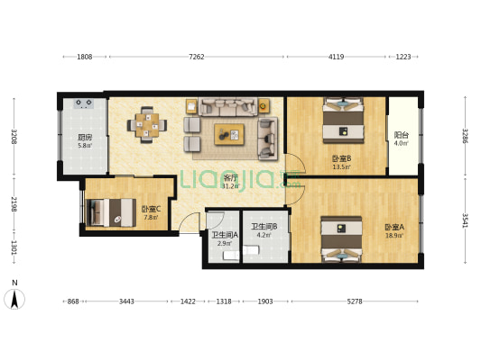 以琳路21号 3室1厅2卫 110平方