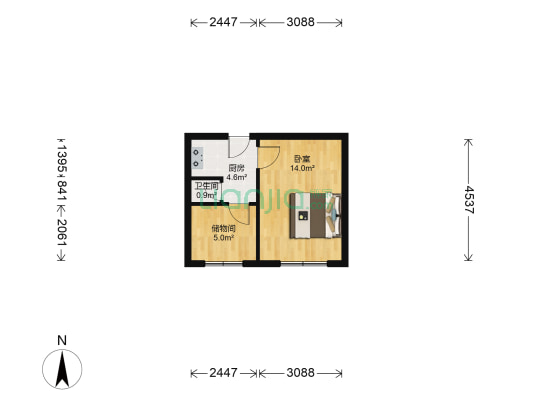 锅炉厂宿舍 1室0厅1卫 36平方