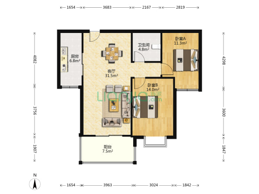 南瑞景园 2室1厅1卫 96平方