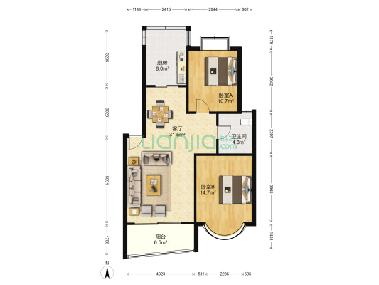 珠江香樟园 2室1厅1卫 89平方