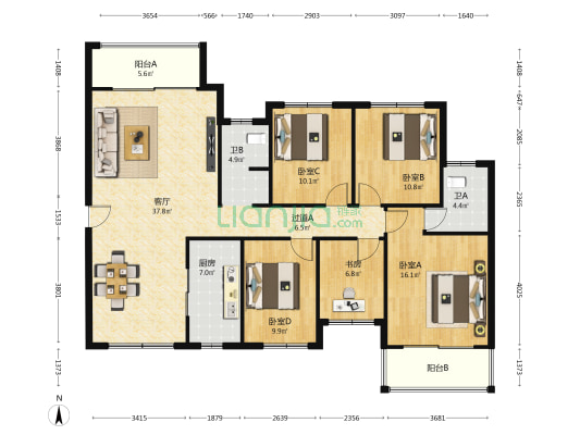 洋湖春园 5室1厅2卫 164平方