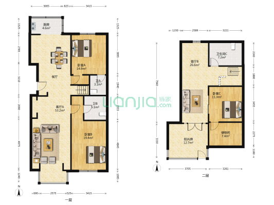 森泰小区 3室2厅3卫 189平方