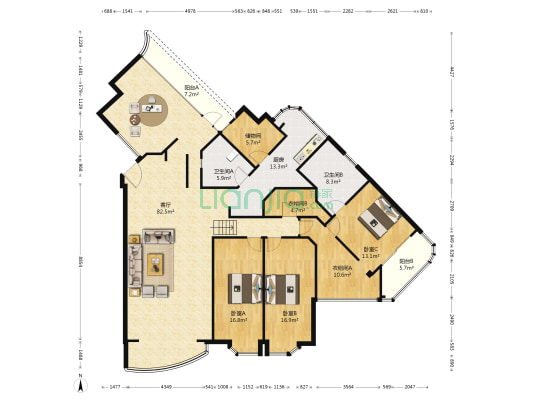 新浩城花园 4室1厅 1250万-户型图