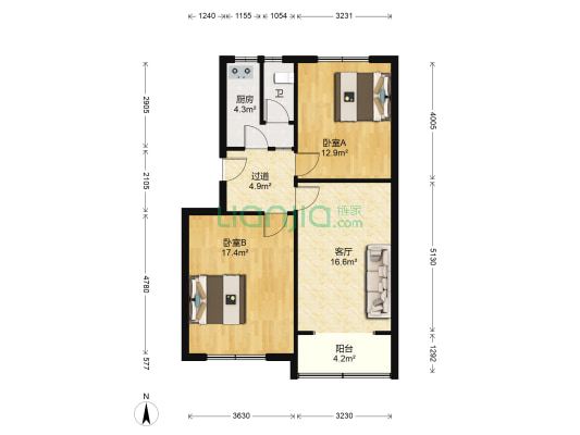 临水路177-2号 2室1厅1卫 77平方