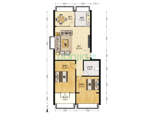 省送电公司家属院小区 2室2厅1卫 105平方