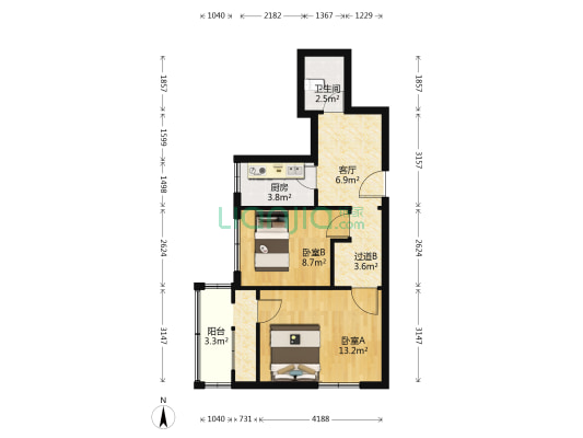 西直门南大街东区 2室1厅1卫 59平方