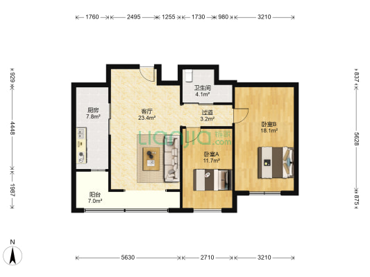 保利西海岸 2室1厅1卫 96平方