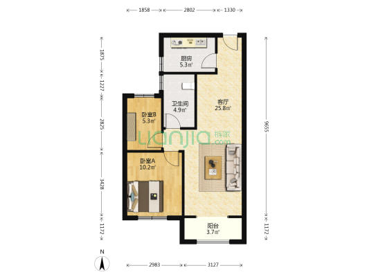 中建水岸香都 2室1厅1卫 81平方