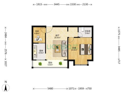 龙源星河湾 2室1厅1卫 65平方