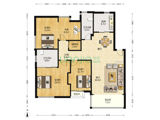 风华天城祥瑞坊 4室1厅2卫 142平方