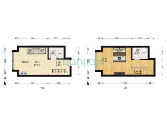 唐延公馆 1室1厅2卫 37平方