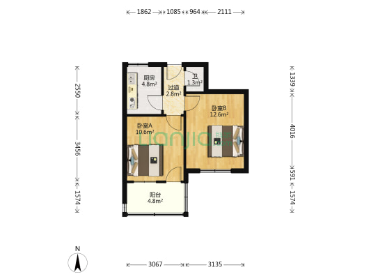 王官庄670号 2室0厅1卫 43平方