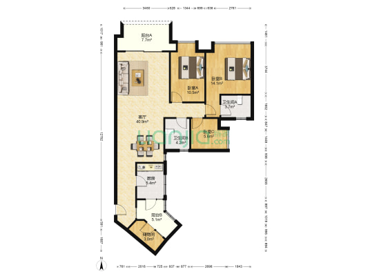 东方新世界 3室1厅2卫 123平方