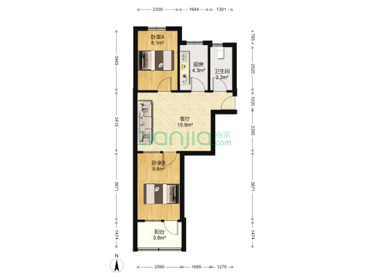 东三马路31号院 2室1厅1卫 54平方