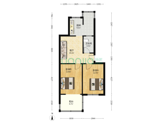 三五三一小区 2室1厅1卫 68平方