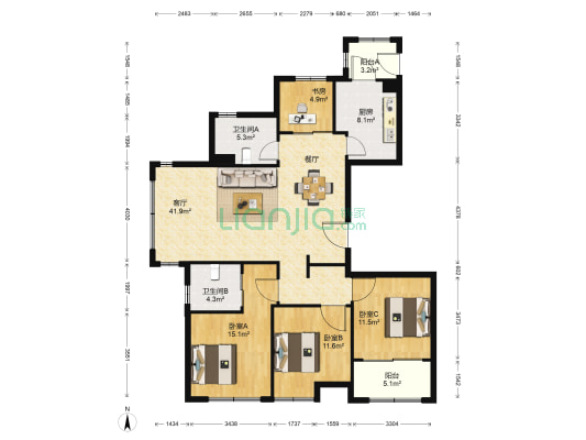 万科公园里二期 4室1厅2卫 137平方