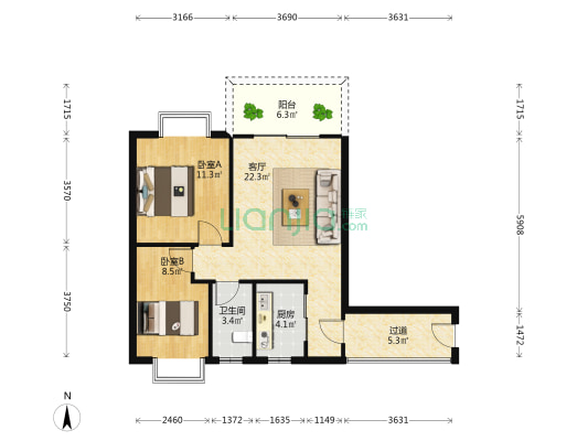 乔安楼居住小区 2室1厅1卫 79平方
