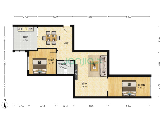 电力设计院小区 2室1厅1卫 73平方