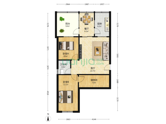 甘肃省工商局家属院(平凉路) 2室2厅1卫 81平方