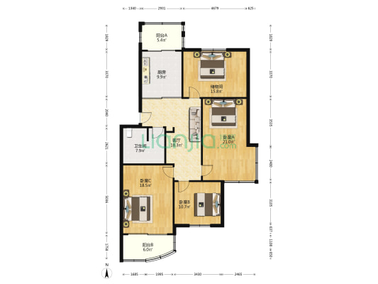 龙翔苑 3室1厅1卫 124平方