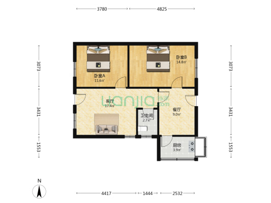 五福路76号 2室2厅1卫 82平方